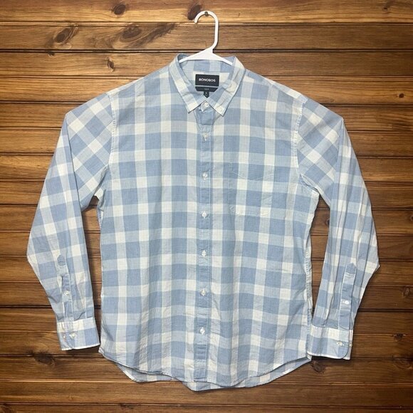 Bonobos Shirt Mens Size XL Slim Fit Blue Checkered Long Sleeve Button LOT OF TWO - Picture 3 of 10